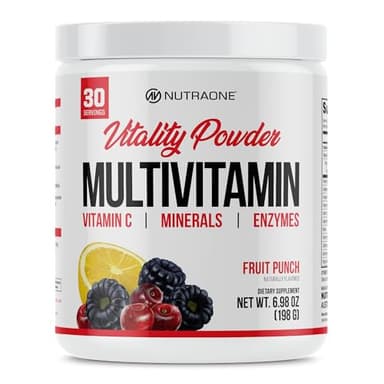 NutraOne Vitality Vitamin Powder Powdered Vitamin and Mineral Supplement (Fruit Punch - 30 Servings)