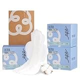 100% Large Organic Pads for Women, Ultra Thin Heavy Flow Sanitary Pads with Wings, Unscented Cotton Pads Menstrual, Super Absorbency Feminine Pads Extra Coverage Period Pads (Large, Size 4, 48ct)
