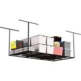 3 x 6FT Overhead Garage Storage Rack,Adjustable Ceiling Storage Racks,Garage Shelving Heavy Duty Storage Organizer System,500Lbs Weight Capacity(Black)