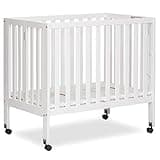 Dream On Me Jett Non-Full Size Folding Convertible Crib, Lightweight Portable Crib, Three Adjustable Mattress Height Settings, Easy to Fold Travel Crib, 1.5” Mattress Pad Included