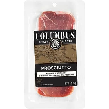 COLUMBUS Sliced Prosciutto, Premium 3-Oz Pack of Prosciutto Sliced Ham Deli Meat Perfect for Charcuterie Boards, Sandwiches, and Appetizers