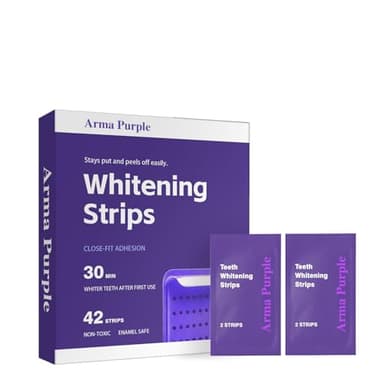 Arma Purple Teeth Whitening Strips（42 Strips） Enamel Safe for Sensitive Tooth,ARMA Purple Whitening Strips, Removes Yellow Stains & Bad Breath for a Brighter Smile