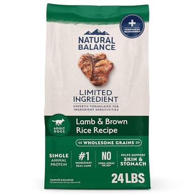 Natural Balance Limited Ingredient Adult Dry Dog Food with Healthy Grains, Lamb & Brown Rice Recipe, 24 Pound (Pack of 1)