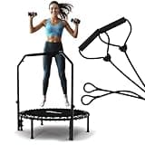 Jumpzylla Fitness Trampoline 40" or 48" | Foldable Mini Rebounder Trampoline for Adults with Bar | Durable, Quiet, Low-Impact Exercise Equipment for Indoor and Home Workouts (550 LBS Capacity)