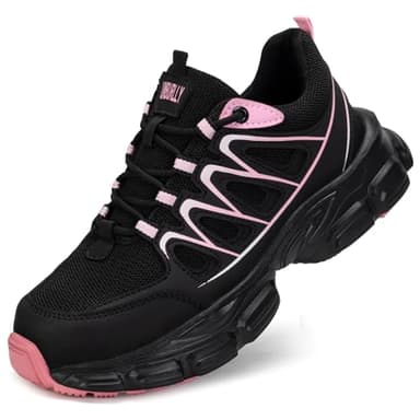 Steel Toe Shoes for Women Men Wide Non Slip Composite Work Sneakers Indestructible Comfortable Safety Tennis Shoes Lightweight Breathable Construction Sneakers Puncture Proof Ergonomic Design