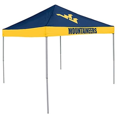 Logo Brands NCAA West Virginia Mountaineers Economy Canopy Tailgate Tent (9' x 9') – Powder-Coated Steel Frame, Water-Resistant Polyester, Team Color Design