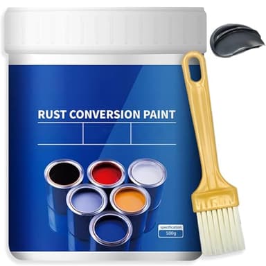 500g Weatherproof Rust Converter Paint For Metal,4-in-1 Rust Conversion Paint,Rust Remover for Metal and Primer,Water-Based Industrial Anti-Rust Metallic Paint with Brush(Black)