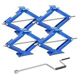 Auto Dynasty 4Pcs Scissor Jack, 2.5 Ton (5000LBS) RV Travel Trailer Stabilizer Leveling Scissor Car Jacks, Lifting Range 24" (Max) to 4" (Min) Scissor Lift Jacks Kit with Crank Handle, Blue