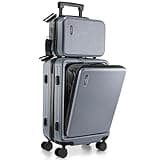TRAVELARIM 22 Inch Carry On Luggage 22x14x9 Airline Approved, Carry On Suitcase with Wheels, Hard-shell Carry-on Luggage, Grey Small Suitcase, Hardside Luggage Carry On with Cosmetic Carry On Bag