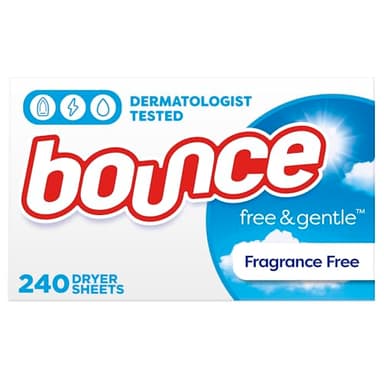 Bounce Free & Gentle Dryer Sheets, Unscented, 240 Count