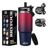30/40 oz Tumbler with Straw & Flip Lid - Leak Proof Metal Tumbler Cups Travel Mugs Insulated for Hot and Cold,Hydro Water Bottle Fits in Car Cup Holder,Travel Cup w/ Protective Boot Gift for Women