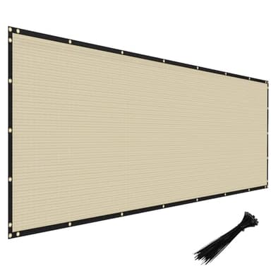 WINDSCREEN4LESS 6' x 25' Privacy Fence Screen in Beige Tan W/ Brass Grommet 85% Blockage Windscreen Outdoor Mesh Fencing Cover Netting 150GSM Fabric - Custom