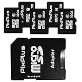 PixPlus microSD 32GB Card 5-Pack with Adapter, MicroSDHC Memory Cards for Security Cameras, Wyze Cam, Roku, Full HD Video Recording, UHS-I U1 A1 Class 10, up to 90MB/s