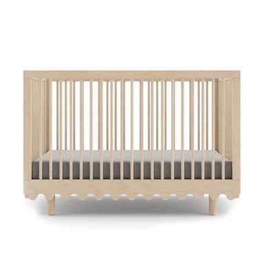 OEUF Moss Crib – Wave Motif Design | Convertible Modern Crib with Adjustable Mattress Heights | Solid Birch & Baltic Birch Plywood | GREENGUARD Gold Certified | Made in Europe