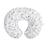 Boppy Original Nursing Pillow, Gray Taupe Leaves, Ergonomic Nursing Essentials for Bottle and Breastfeeding, Firm Fiber Fill, with Removable Pillow Cover, Machine Washable