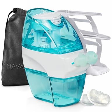 Navage® Nasal Irrigation System Deluxe Bundle, Nose Cleaner for Congestion Relief w/ 30 SaltPods, Storage Caddy, Black Travel Bag & Batteries ($137 Value). Sinus Rinse for Clinically Proven Benefits