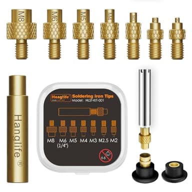 Heat-Set Insert Tips for Threaded Inserts M2 M2.5 M3 M4 M5 M6 M8, Soldering Iron Tips Compatible with Weller SP40NUS/Hakko FX-888D/900M/T18 Irons- Press Tool for Plastic 3D Printer Components