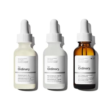 The Ordinary Brighten & Balance Collection For Smooth, Supple Skin - Skin Care Bundle Set - Hyaluronic Acid 2% + B5, Niacinamide 10% + Zinc 1%, 100% Organic Cold-Pressed Rose Hip Seed Oil