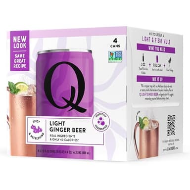 Q Drinks, Ginger Beer Lite, 7.5 Fl Oz (Pack of 4)