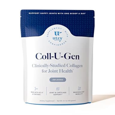 Utzy Naturals Coll-U-Gen | Joint Support Supplement | with Type II Undenatured Collagen (UC-II®) & Fortigel® | Unflavored Powder | 30 Servings