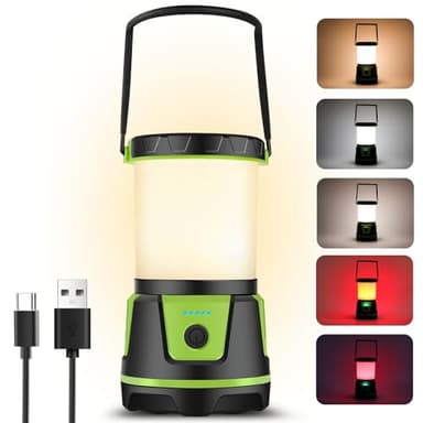 Rechargeable LED Lantern - 3000 Lumens, 5 Light Modes, IP54 Waterproof, 7500mAh Battery, Portable Flashlight for Camping, Hiking, Power Outages & Emergencie (Green)