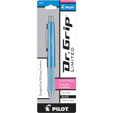 PILOT Dr. Grip Limited Refillable & Retractable Gel Pen, Fine Point, Black Ink, Single Pen - Ideal for School, Journaling & Office Writing