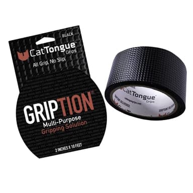 CATTONGUE GRIPS Non-Abrasive Grip Tape Wrap - 2” Thick Heavy-Duty, Waterproof Anti-Slip Tape for Wrapping Tools, Bats, Gym Equipment - Indoor & Outdoor Anti-Slip Solution (Black, 10ft)