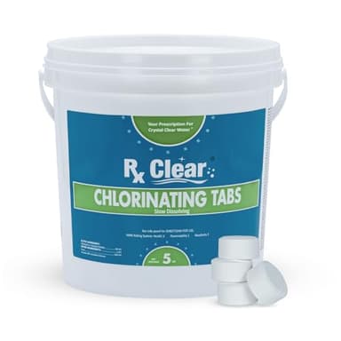 Rx Clear 1" Inch Chlorine Tabs | 5 Pounds | Use Tablets as Bactericide, Algaecide, & Disinfectant in Swimming Pools | Stabilized, Long Lasting, Slow Dissolving, & UV Protected