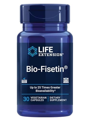 Life Extension Bio-Fisetin, Fisetin, galactomannans from Fenugreek Seed, Cellular Health, Cognitive Health, Longevity, Gluten-Free, Vegetarian, Non-GMO, 30 Vegetarian Capsules