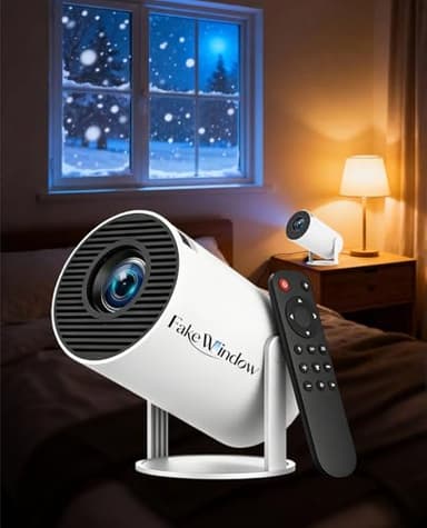 Window Projector, Mini Portable Fantasy Window Book Projector, 210° Rotating Reading Projector with Wifi 6 & Bluetooth 5.4, 1080p HD 4k Input, Short-Throw Wall/Ceiling Cozy Reading Display (White)