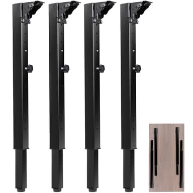 DorBuphan Folding Adjustable Square Table Legs 4 PCS, Adjustable Height 25”- 34” DIY Desk Legs, Foldable Furniture Legs Set for Outdoor Camper, RV, Coffee Dinner Table, Tabletops, Kitchen