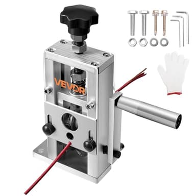 VEVOR Manual Wire Stripping Machine, 0.06-1 in, Copper Stripper with Hand Crank or Drill Powered, 64Mn Quenched Blades, 45# Steel Rollers, Aluminum Alloy Frame Wire Peeler, for Scrap Copper Recycling