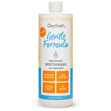 Oxyfresh Gentle Formula Unflavored Mouthwash for Adults – Ultra Sensitive Gums & Teeth – Non Mint, Zero Alcohol, Flavor Free – Fresh Breath. 16 oz
