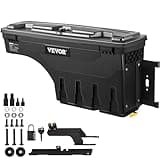 VEVOR Truck Bed Storage Box, Complete Bolt Accessory Kit, Lockable Swing Case with Password Padlock, 6.6 Gal/25 L ABS Wheel Well Tool Box, Compatible with Ford F-150 2015-2021, Passenger Side
