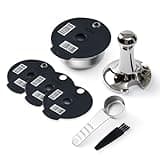 HAILASRE Stainless Steel Reusable Tassimo Pods with 4 Black Silicone Lid 60/180/200/220ml RefillableTassimo Coffee Pads wtih Tamper Compatible for Bosch Tassimo Machine
