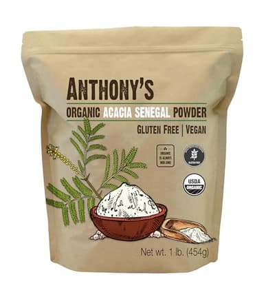 Anthony's Organic Acacia Senegal Powder, 1 lb, Batch Tested Gluten Free, Non GMO, Soluble Fiber, Prebiotic