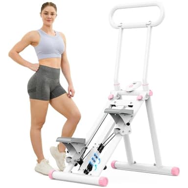 HXD-ERGO Stair Stepper for Home Gym,Folding Vertical Climber Cardio Exercise Machine,Stair Climber for Full Body Workout with Adjustable Handlebar for Women & Men（White-Adjustable