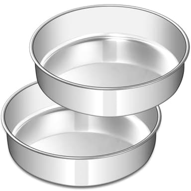 EWFEN 8 Inch Cake Pan Set of 2, Stainless Steel Round Layer Cake Baking Pans Tins, Non-Toxic & Healthy, Leak-proof & Easy Clean & Dishwasher Safe