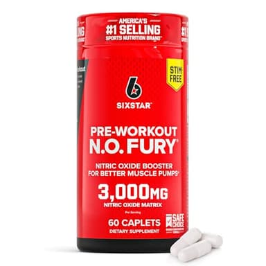 Six Star Nitric Oxide Supplements for Men & Women, Muscle Builder (60 Count) - Nitric Oxide Booster Pills Muscle Pump Pre Workout Supplement - Sports Nutrition for Muscle Building, Strength & Energy