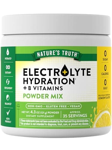 Nature's Truth Electrolytes Powder | No Sugar | with B Vitamins | Refreshing Lemon Flavor | Vegan, Non-GMO & Gluten Free Supplement for Hydration