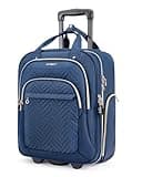 BAGSMART Underseat Carry On Luggage Airline approved,16-inch Underseater Softside Travel Suitcase with Wheels Lightweight Overnight Rolling Carry-on Luggage for Women Men Weekender,Dark Blue