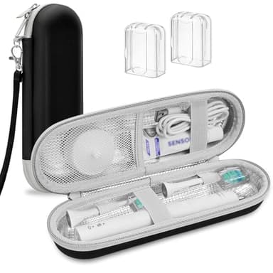 ICIMBI Electric Toothbrush Travel Case for Philips Sonicare 4100 6100 5100 6500 Series Electric Toothbrush, Hard EVA Toothbrush Protective Holder, Water-Resistant（Includes 2 Brush Head Covers）