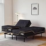 EGOHOME Split King Adjustable Bed Frame and 14 inch Copper Gel Memory Foam Mattress Set, Metal Foldable Bed Base with Remote, Head and Foot Incline, Zero Gravity Mode, Easy Assembly