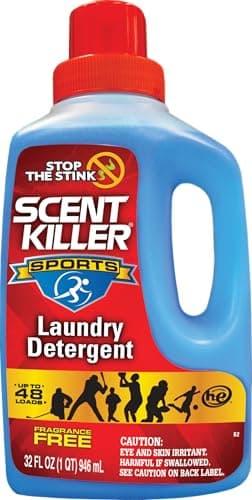 Scent Killer Sports Laundry Detergent for Smelly Clothes - Active Wear Laundry Detergent and Odor Eliminator - Deep Cleaning Sports Detergent for Activewear - Safe for HE and Standard Machines - 32 OZ