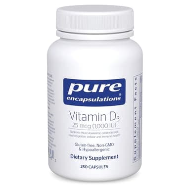 Pure Encapsulations Vitamin D3 25 mcg (1,000 IU) - Supplement to Support Bone, Joint, Breast, Heart, Colon & Immune Health* - with Premium Vitamin D - 250 Capsules