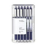 TUL Gel Pens, Retractable, Fine Point, 0.5 mm, Gray Barrel, Blue Ink, Pack Of 12