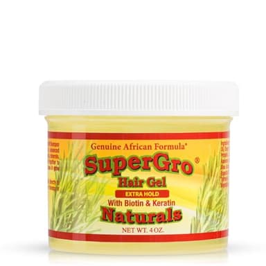 SuperGro Hair Gel with Extra Hold - For Braiding, Locking, Instant Edge Control, Twisting, Retwisting - Natural Grip Jam for Neat Shining - Braid, Loc Care Gel with Black Castor Oil - 4 Oz