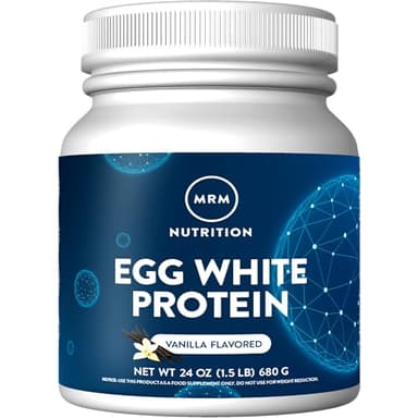 MRM Nutrition Egg White Protein - Sugar Free Vanilla Flavored Powder, 23g Fat-Free Protein with Digestive Enzymes, Free of Dairy, Gluten, and Soy, High Biological Value - 20 Servings