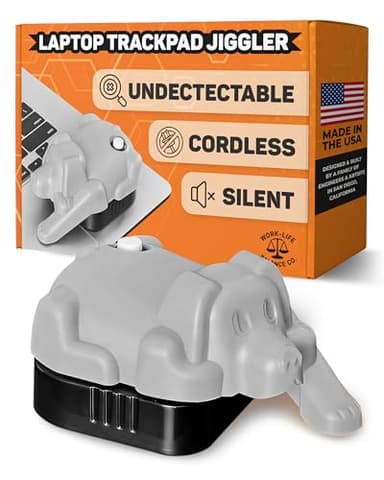 Work-Life Balance Corporation Randomized Mouse Jiggler Undetectable Trackpad - Mechanical Mouse Mover Device for Laptop, Keep Screen Active, Automatic Mouse Shaker for Remote Work, No USB - Gray Dog