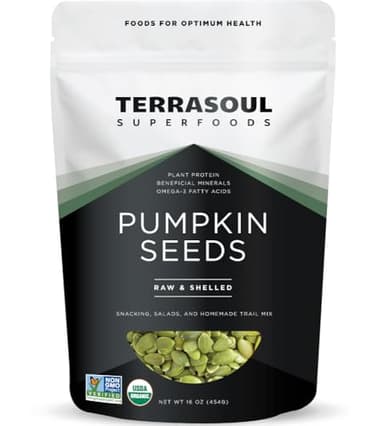 Terrasoul Superfoods Organic Pumpkin Seeds, 16oz - Raw, Unsalted, Superfood for Snacking & Salad Boost